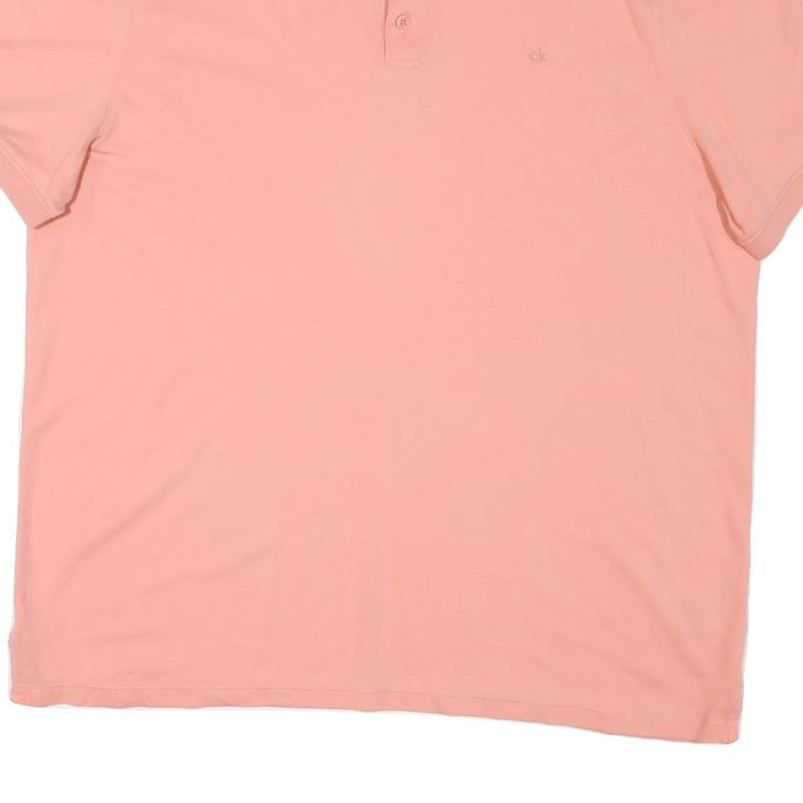 CALVIN KLEIN Mens Pink Short Sleeve Plain Polo Shirt XL Cotton Blend Casual