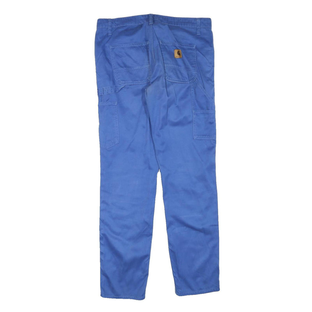 CARHARTT Mens Regular Blue Cotton Blend Trousers W32 L32 Casual Workwear Zip