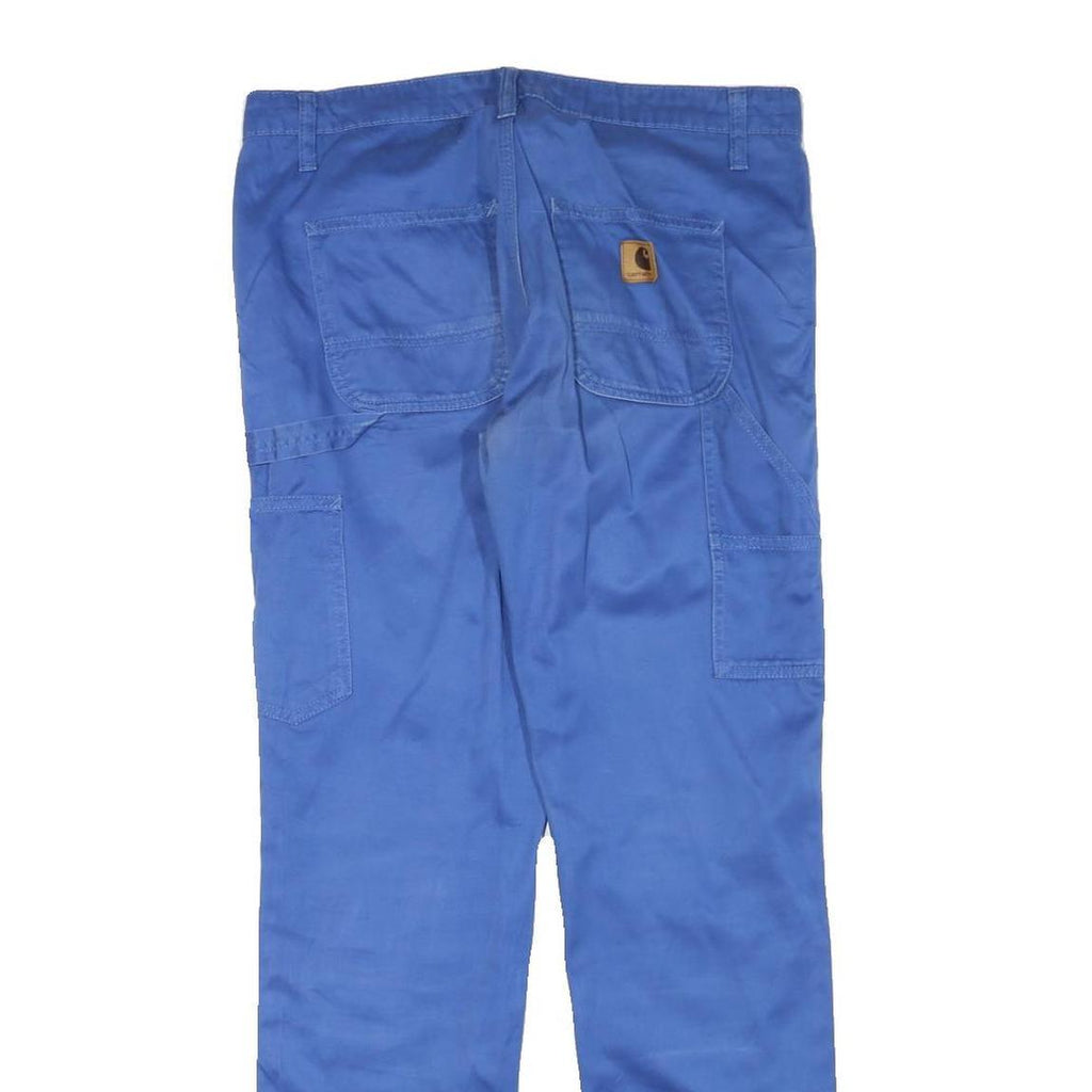 CARHARTT Mens Regular Blue Cotton Blend Trousers W32 L32 Casual Workwear Zip