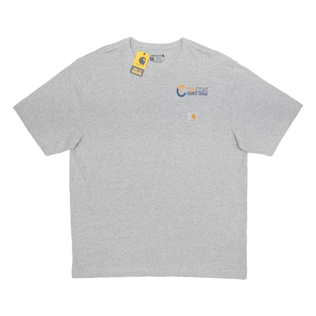 CARHARTT Mens Grey Workwear Logo Pocket T-Shirt L Short Sleeve Crew Neck Cotton