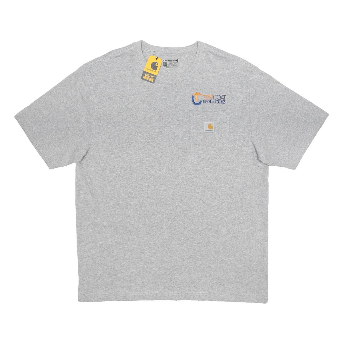 CARHARTT Mens Grey Workwear Logo Pocket T-Shirt L Short Sleeve Crew Neck Cotton