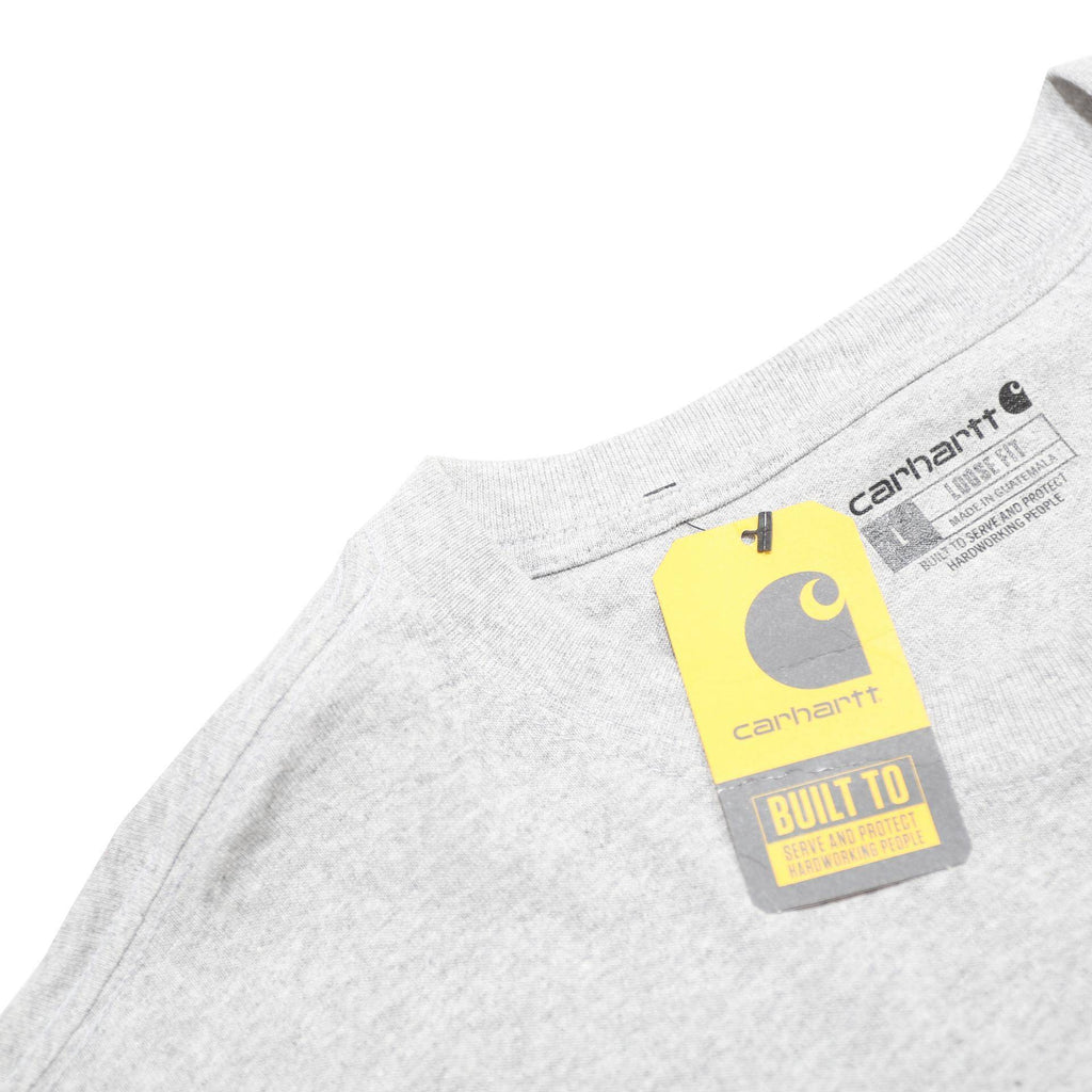 CARHARTT Mens Grey Workwear Logo Pocket T-Shirt L Short Sleeve Crew Neck Cotton