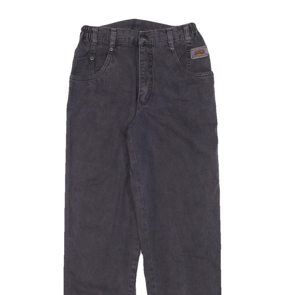 BULL DOZEN Womens Jeans Black Relaxed Straight Denim W24 L29 Elastic Waistband