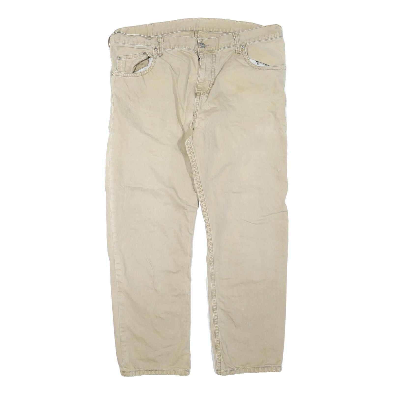 CARHARTT Mens Regular Fit Beige Cotton Blend Trousers W40 L28 Durable Workwear