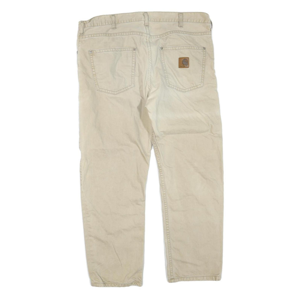 CARHARTT Mens Regular Fit Beige Cotton Blend Trousers W40 L28 Durable Workwear