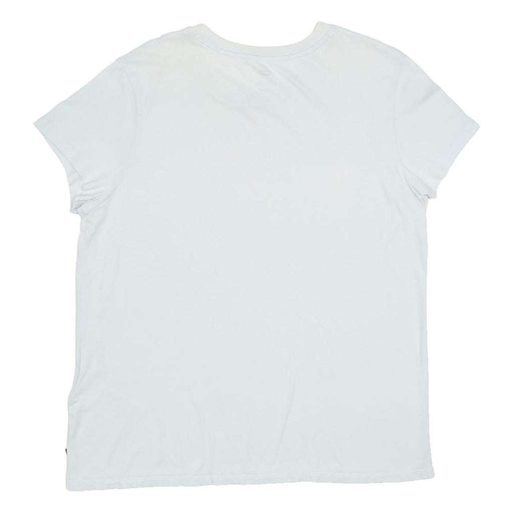 LEVI'S Womens White T-Shirt XL Short Sleeve Round Neck Logo Print Cotton Blend