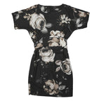 PHASE EIGHT Womens Black Floral Day Viscose Shift Short Sleeve UK 10 Dress
