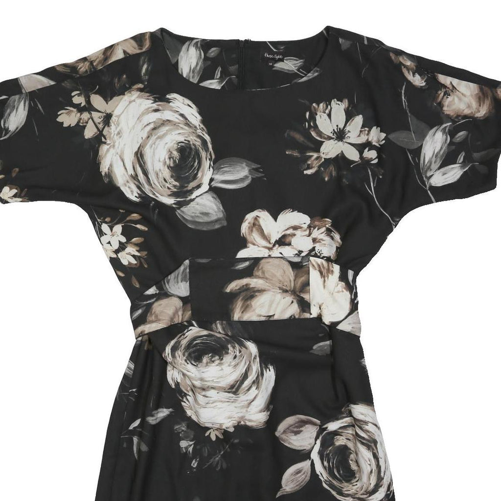 PHASE EIGHT Womens Black Floral Day Viscose Shift Short Sleeve UK 10 Dress