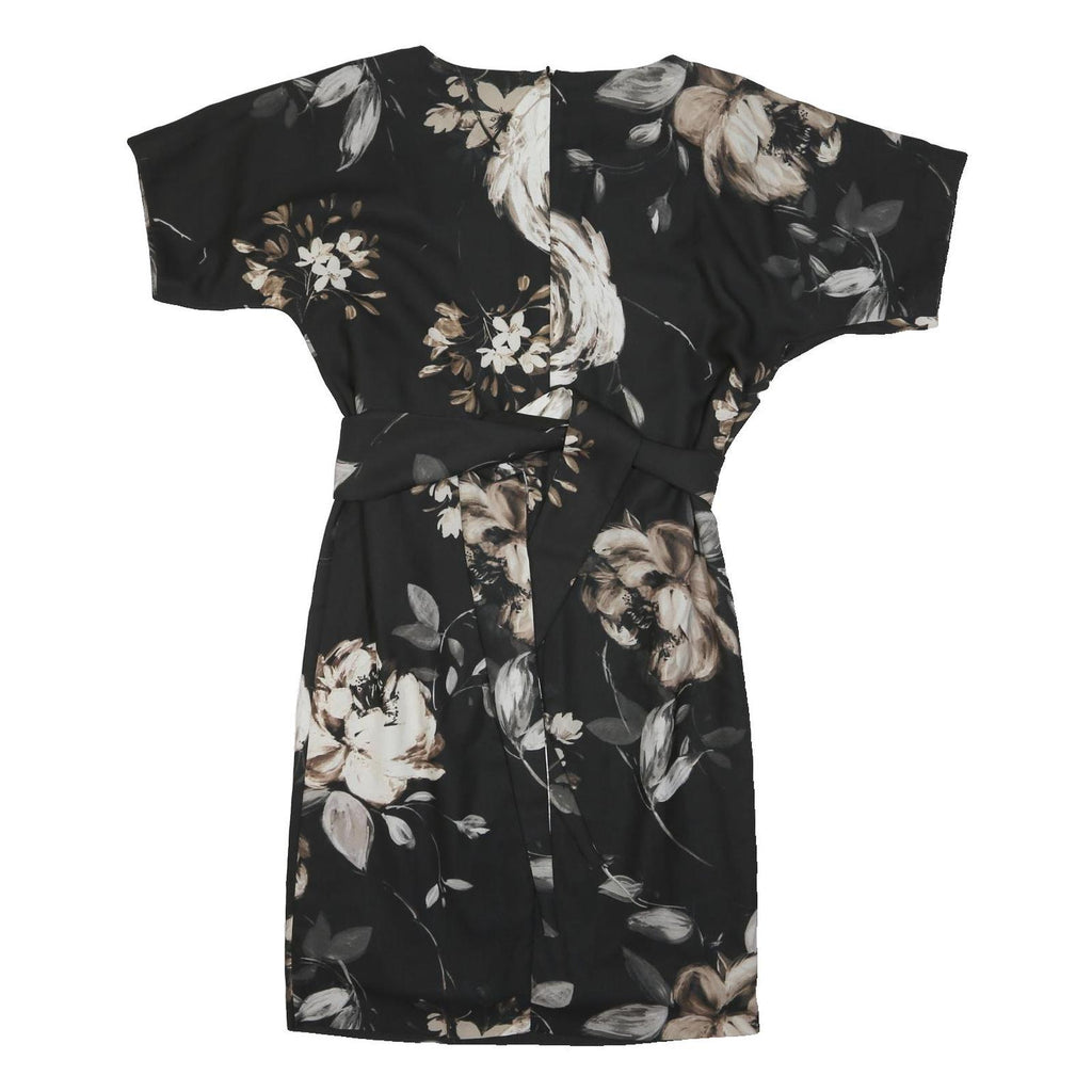 PHASE EIGHT Womens Black Floral Day Viscose Shift Short Sleeve UK 10 Dress
