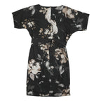 PHASE EIGHT Womens Black Floral Day Viscose Shift Short Sleeve UK 10 Dress