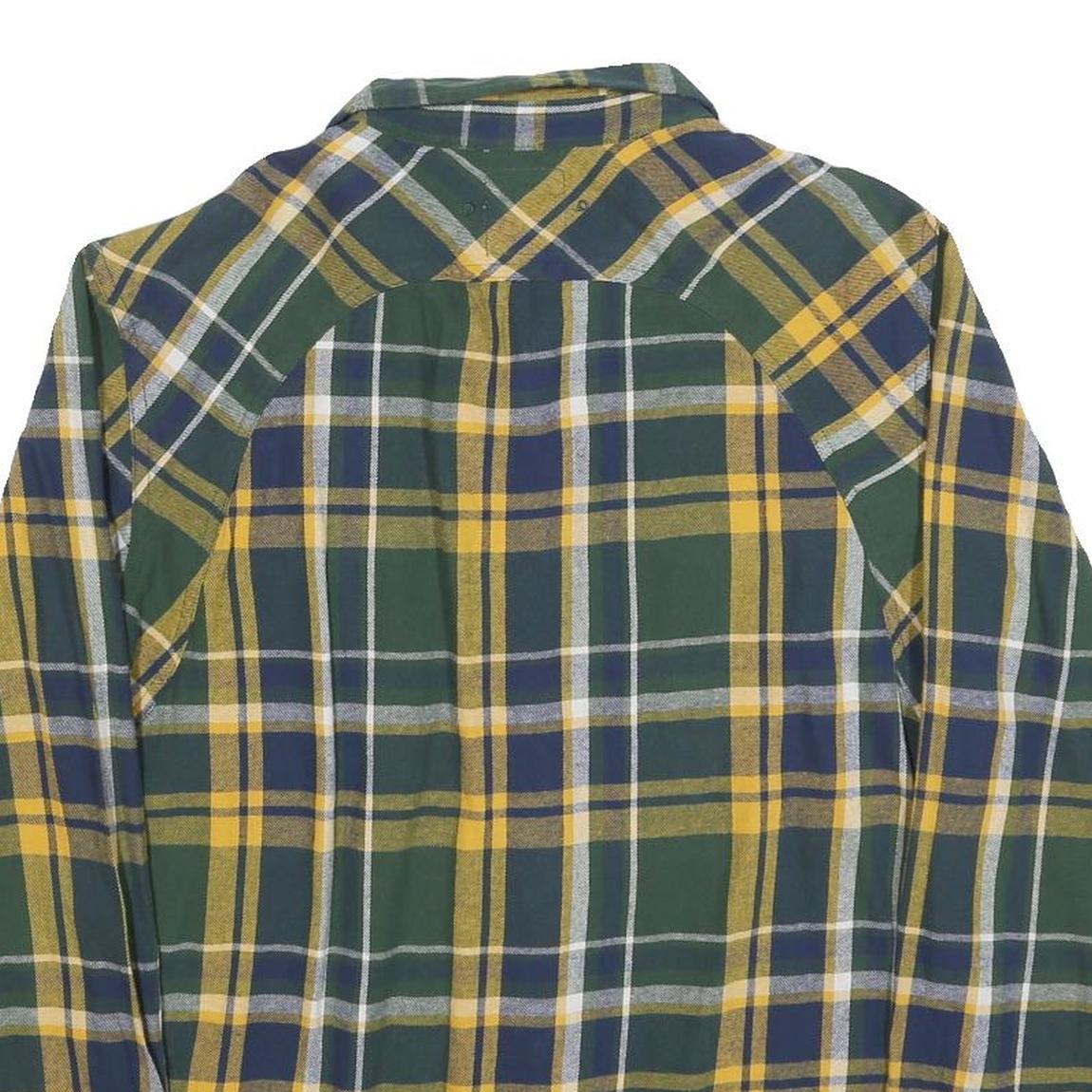 LEVI'S Mens Green & Yellow Check Cotton Blend Shirt L Classic Casual Button-Up