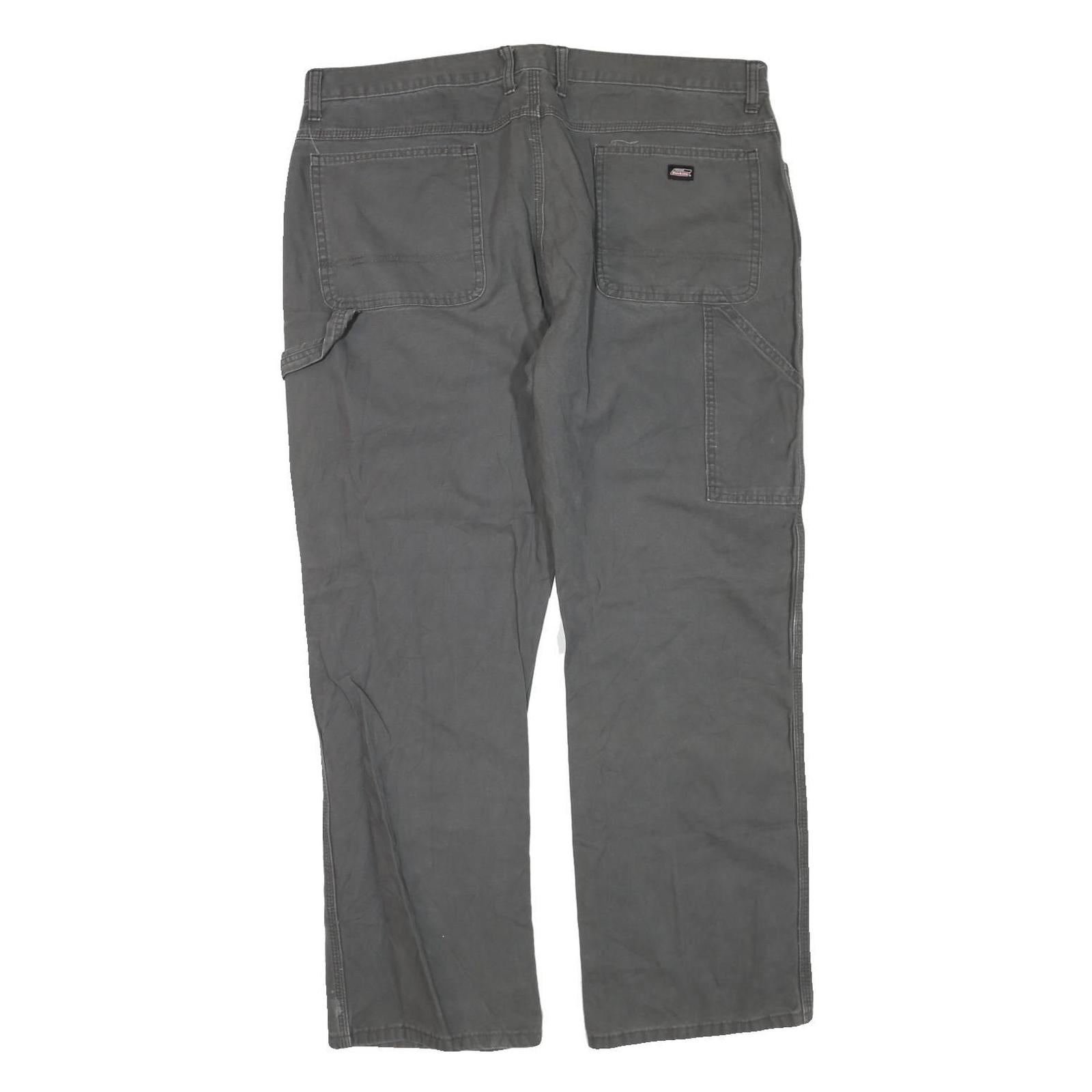 DICKIES Womens Grey Cotton Blend Regular Straight Trousers W40 L30 Workwear