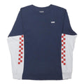 VANS Boys Navy & White Checkerboard Long Sleeve Crew Neck T-Shirt L