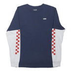 VANS Boys Navy & White Checkerboard Long Sleeve Crew Neck T-Shirt L