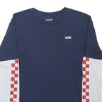 VANS Boys Navy & White Checkerboard Long Sleeve Crew Neck T-Shirt L