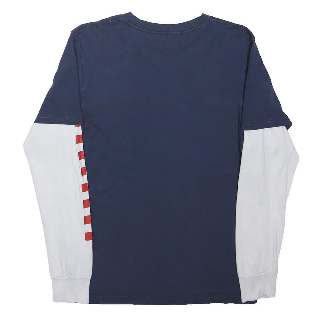 VANS Boys Navy & White Checkerboard Long Sleeve Crew Neck T-Shirt L
