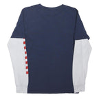 VANS Boys Navy & White Checkerboard Long Sleeve Crew Neck T-Shirt L
