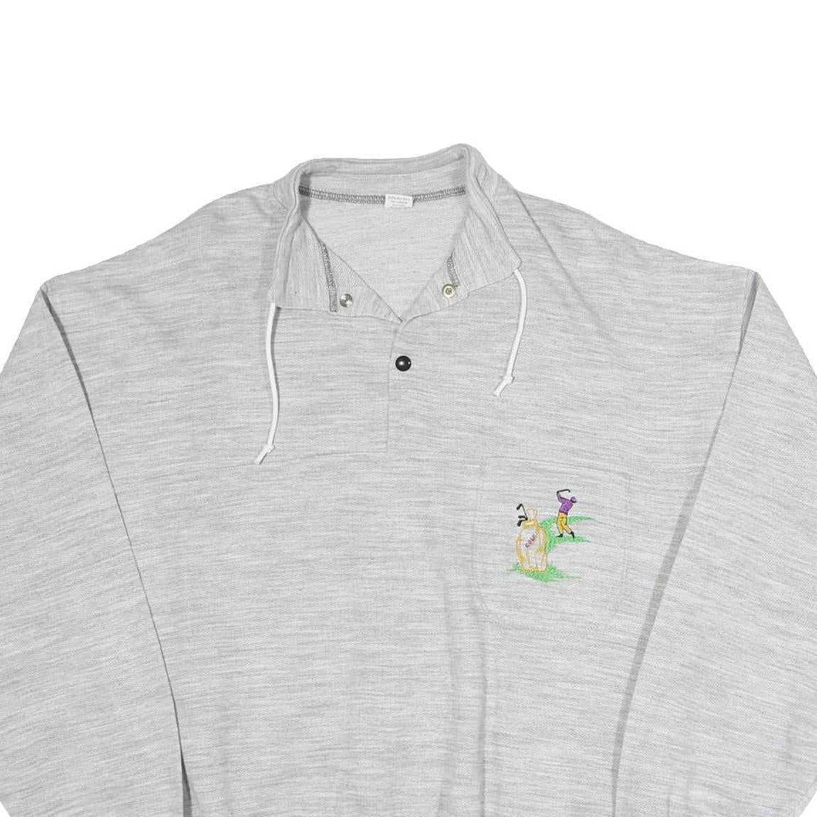 Mens Grey Cotton Blend Sweatshirt XL Embroidered Golf Motif Pullover Casual
