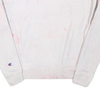 CHAMPION Mens White & Pink Script Logo Crew Neck S Cotton Blend Sweatshirt