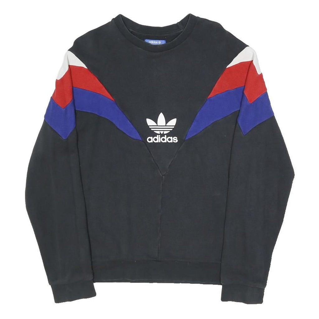 ADIDAS ORIGINALS Mens Black Red & Blue Crew Neck M Retro Colourblock Sweatshirt