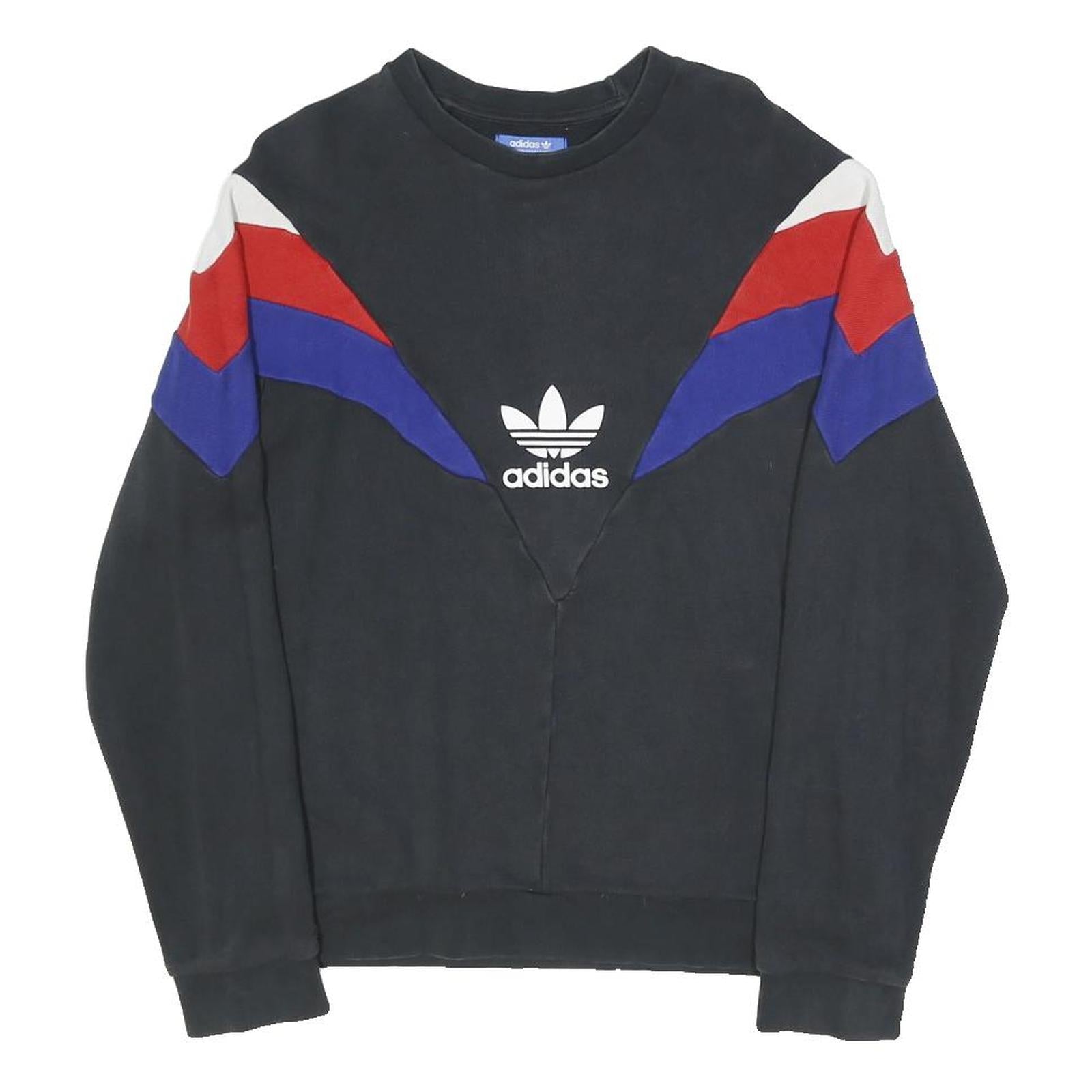 ADIDAS ORIGINALS Mens Black Red & Blue Crew Neck M Retro Colourblock Sweatshirt