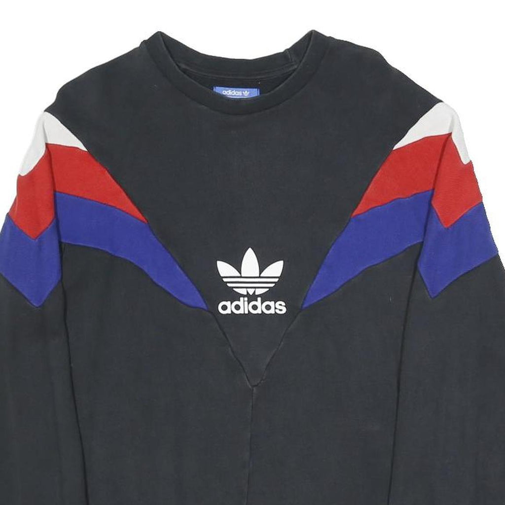 ADIDAS ORIGINALS Mens Black Red & Blue Crew Neck M Retro Colourblock Sweatshirt