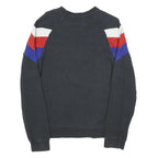 ADIDAS ORIGINALS Mens Black Red & Blue Crew Neck M Retro Colourblock Sweatshirt