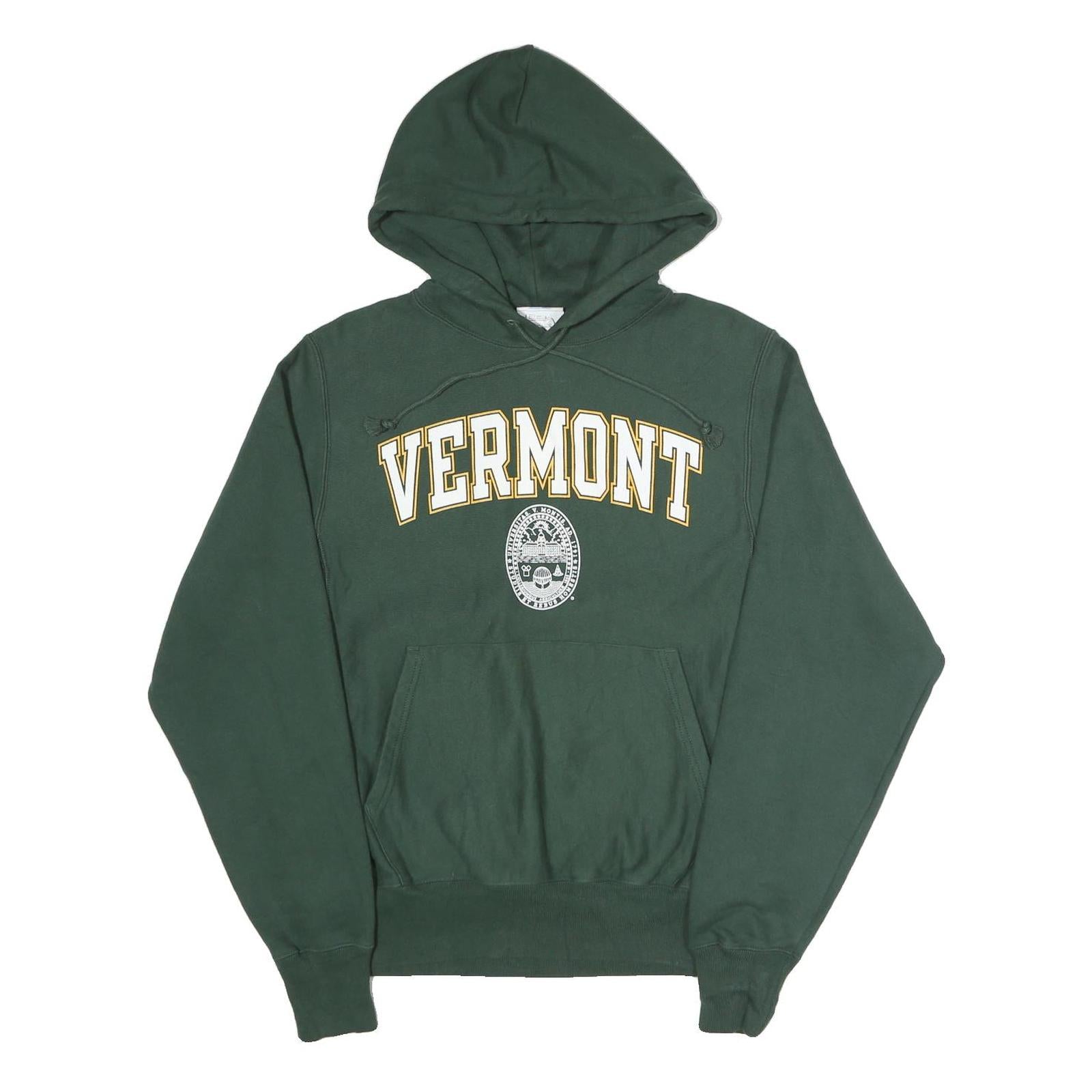 CHAMPION REVERSE WEAVE Mens Green Vermont Pullover Hoodie S Cotton Blend Casual