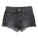 LEVI'S Womens Denim Black Cut-Off Shorts M W29 Distressed Hem Casual