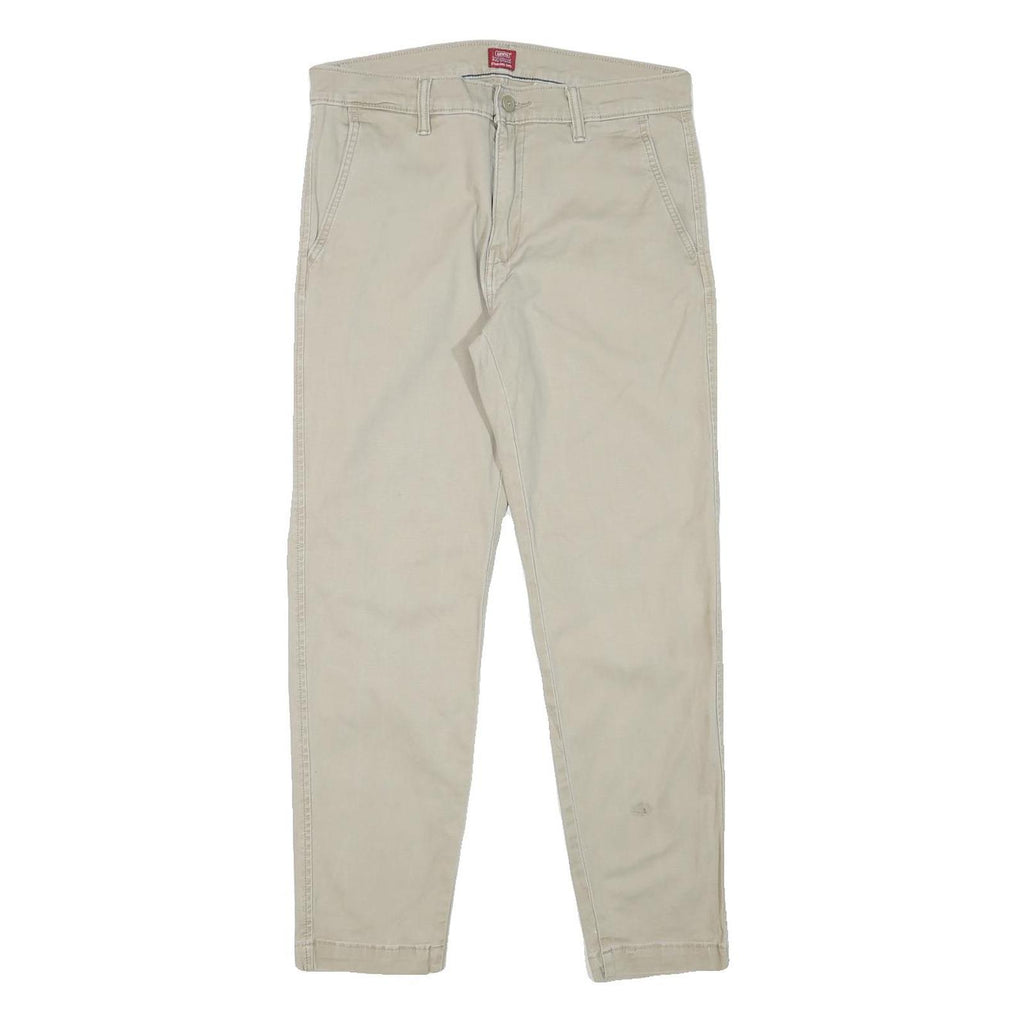 LEVI'S Mens Slim Beige Cotton Blend Slim Trousers W30 L27 Casual Zip Closure