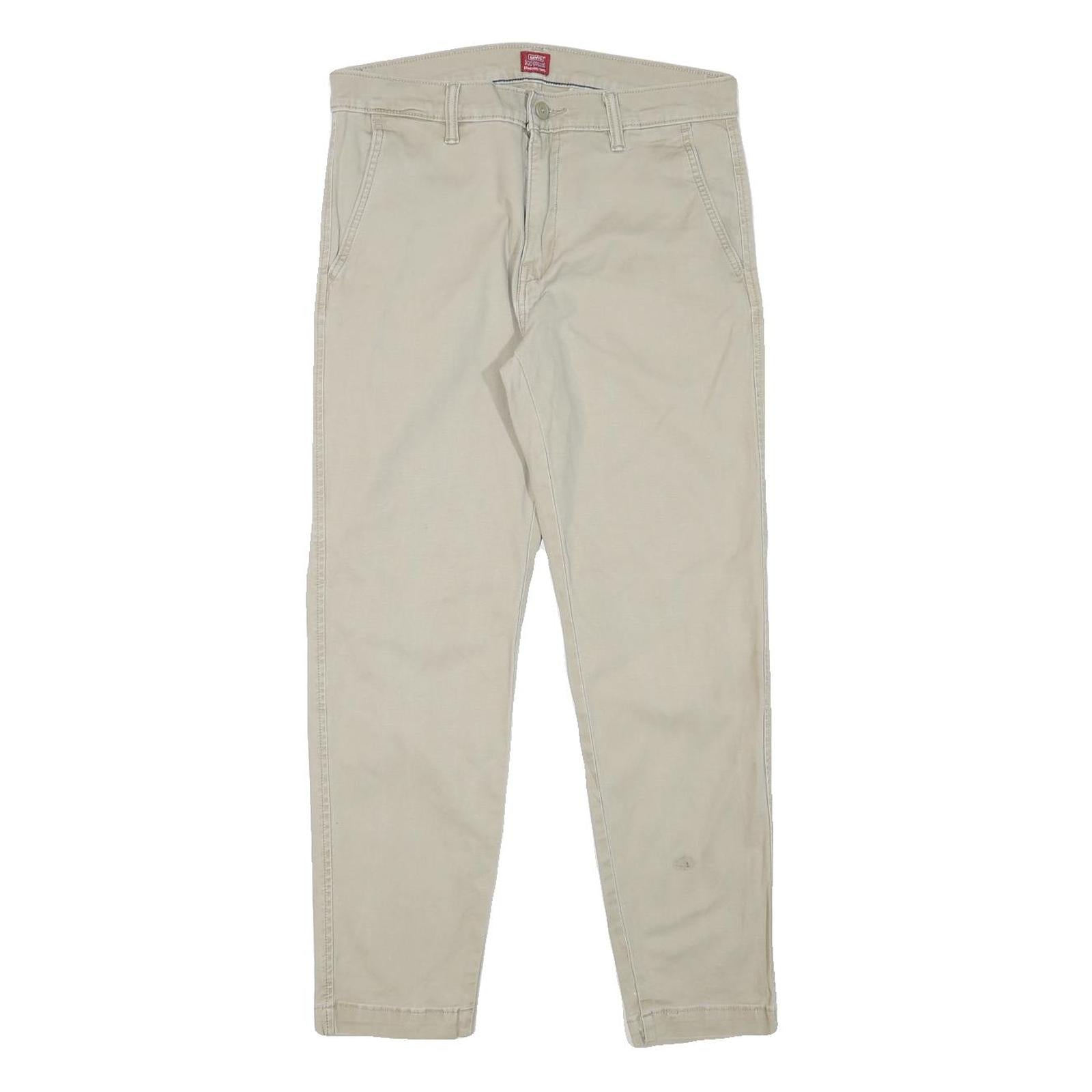 LEVI'S Mens Slim Beige Cotton Blend Slim Trousers W30 L27 Casual Zip Closure