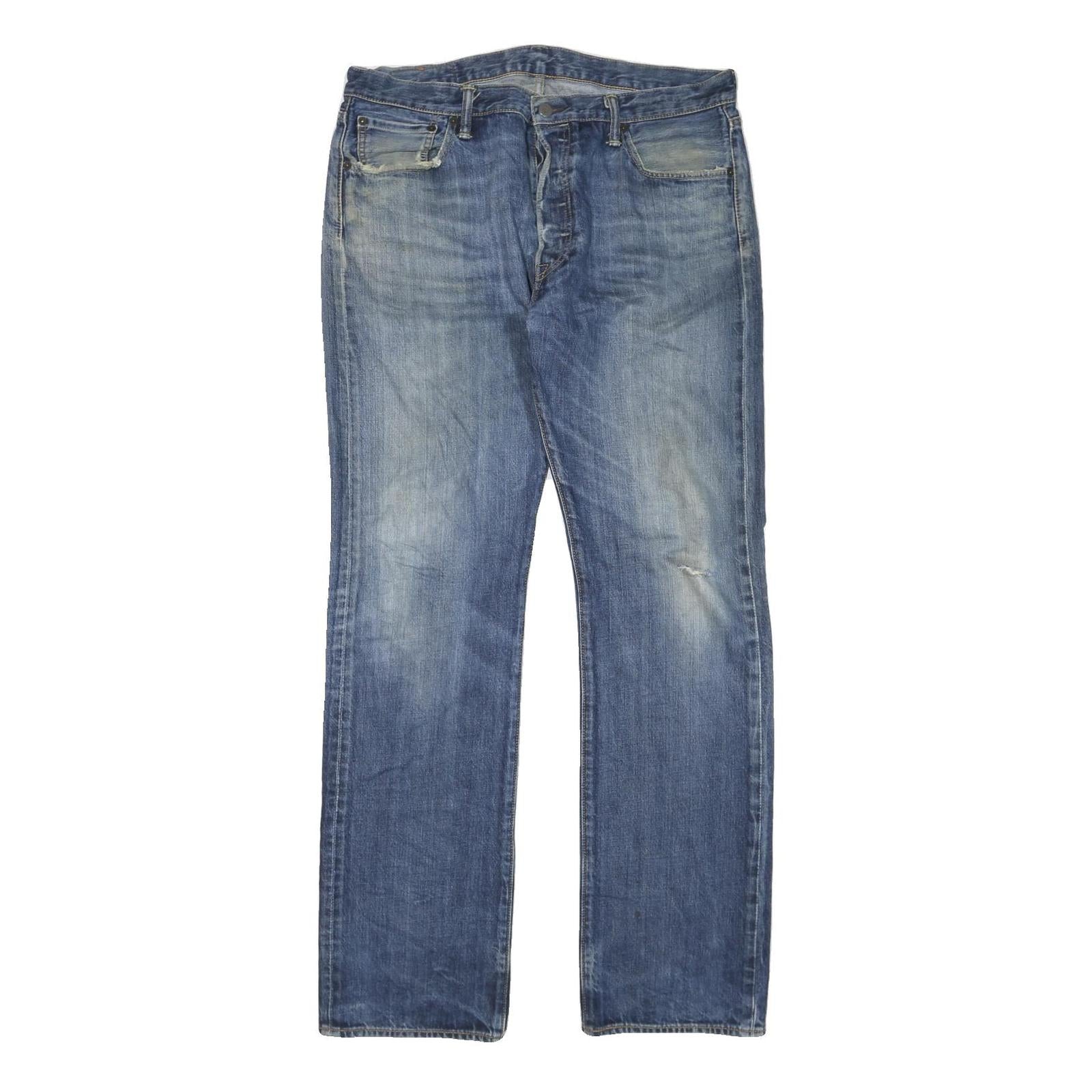 LEVI'S Mens Regular Blue Denim Jeans W38 L34 Classic Cotton Blend Button