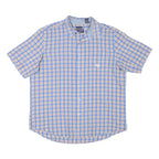 CHAPS Mens Blue & Beige Check Shirt XL Cotton Blend Classic Casual