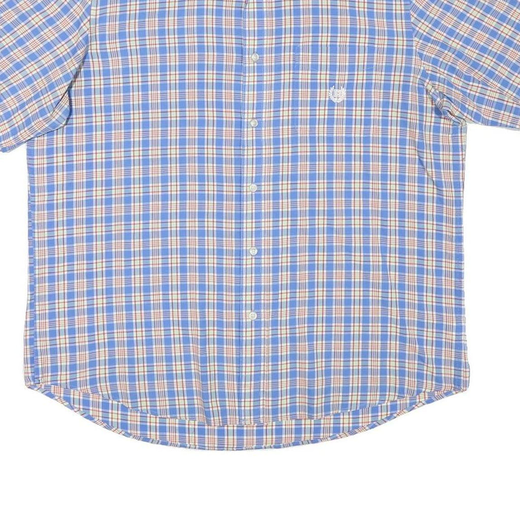 CHAPS Mens Blue & Beige Check Shirt XL Cotton Blend Classic Casual