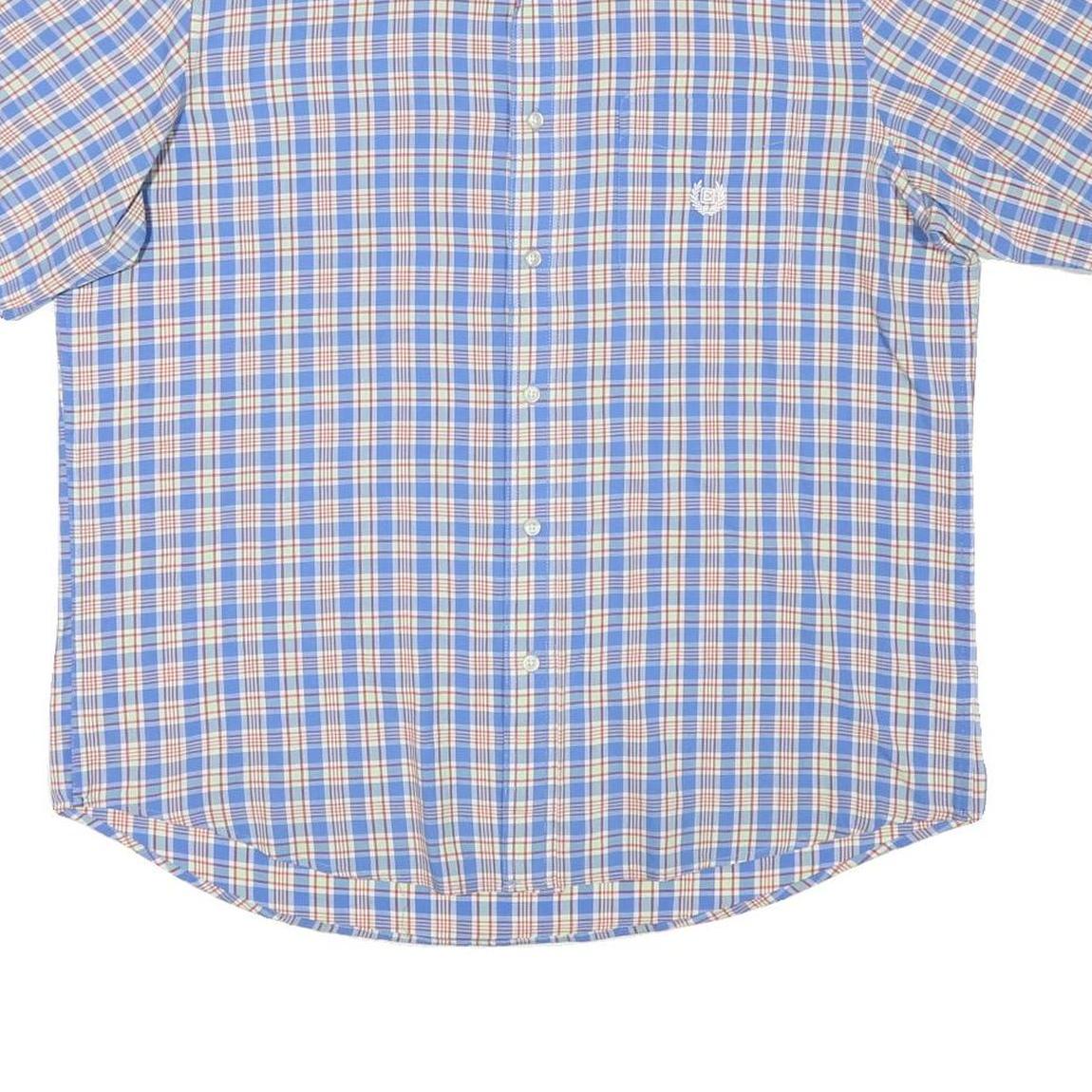 CHAPS Mens Blue & Beige Check Shirt XL Cotton Blend Classic Casual