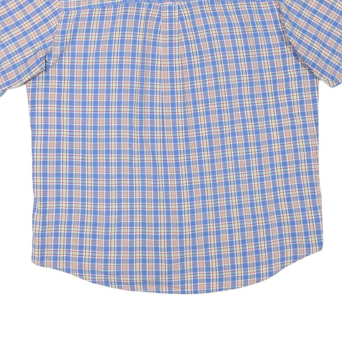 CHAPS Mens Blue & Beige Check Shirt XL Cotton Blend Classic Casual