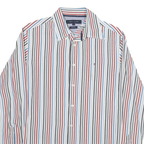 TOMMY HILFIGER Mens Blue & Red & White Striped Shirt S Cotton Blend Classic Fit
