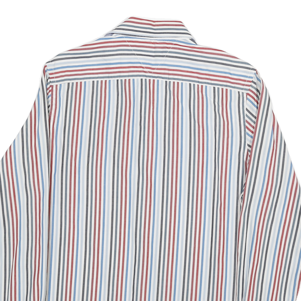 TOMMY HILFIGER Mens Blue & Red & White Striped Shirt S Cotton Blend Classic Fit