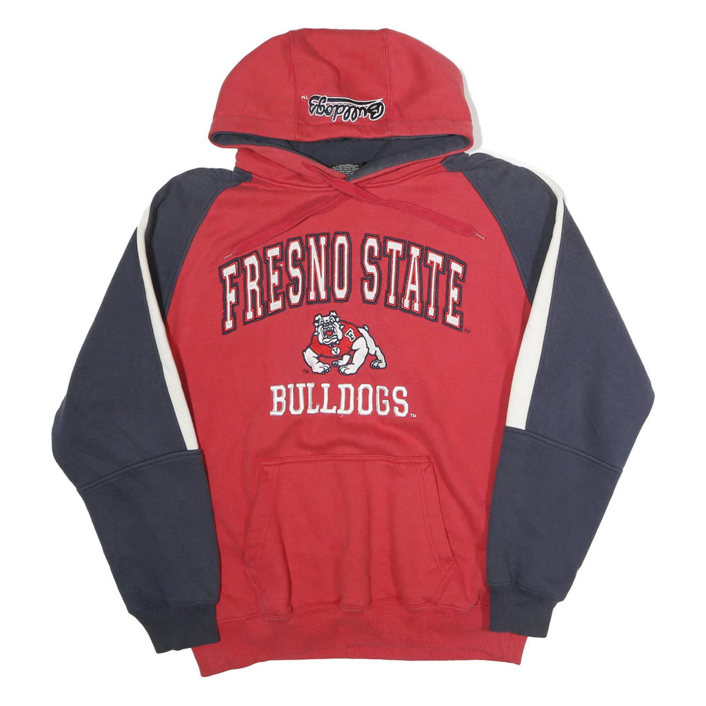 COLLOSEUM Mens Red & Navy Fresno State Bulldogs Hoodie L Cotton Hooded