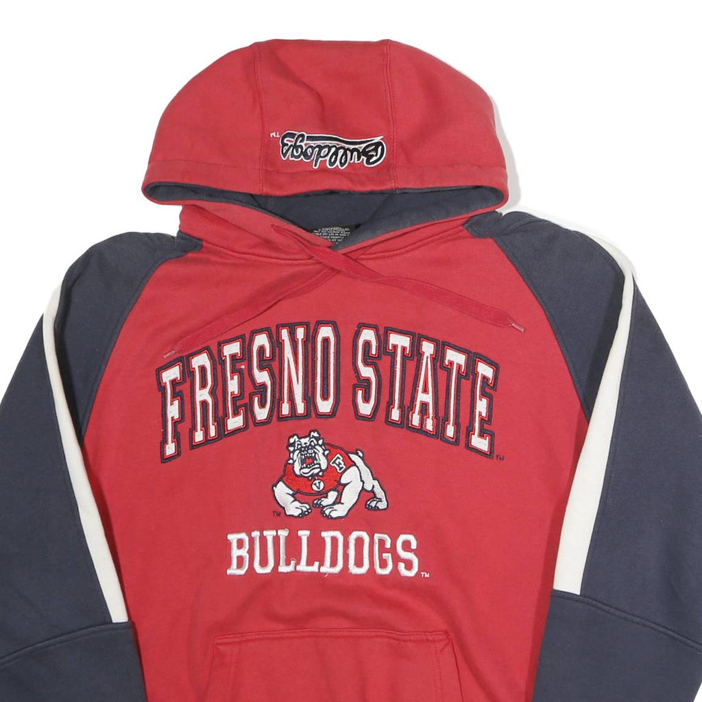 COLLOSEUM Mens Red & Navy Fresno State Bulldogs Hoodie L Cotton Hooded