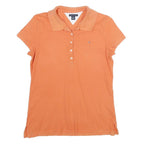 TOMMY HILFIGER Mens Orange Short Sleeve Plain M Polo Shirt Cotton Casual