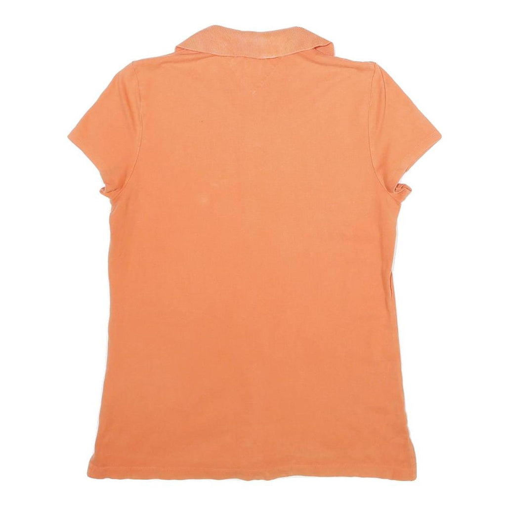 TOMMY HILFIGER Mens Orange Short Sleeve Plain M Polo Shirt Cotton Casual