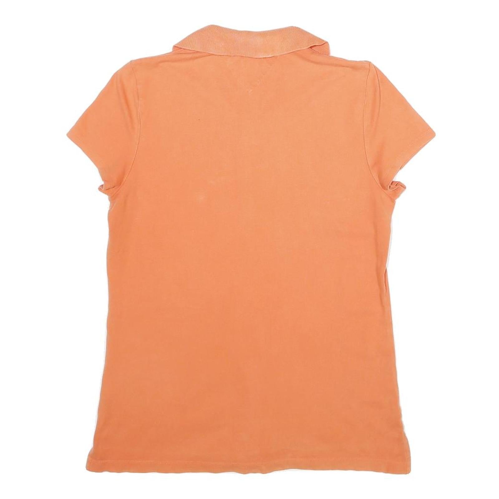 TOMMY HILFIGER Mens Orange Short Sleeve Plain M Polo Shirt Cotton Casual
