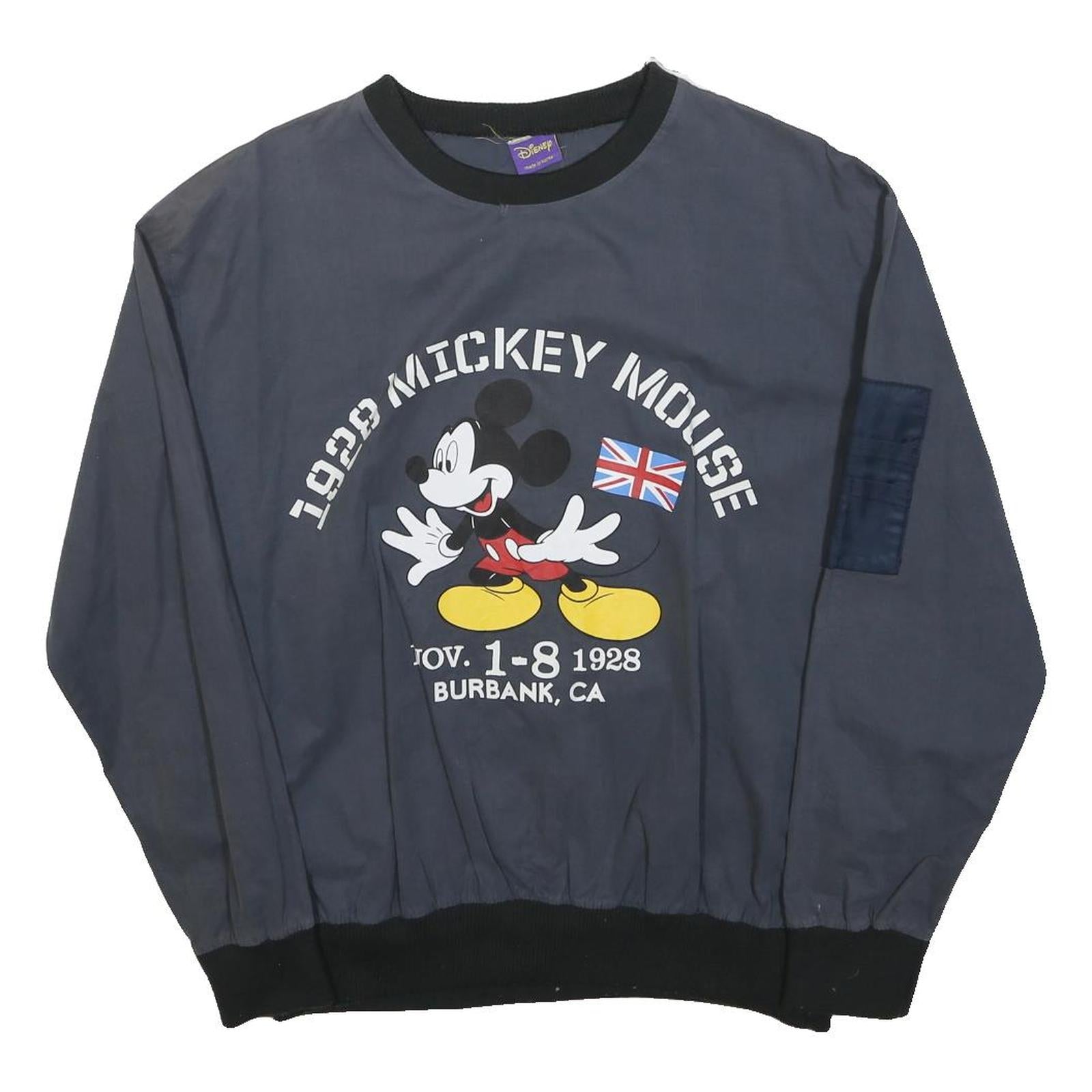 DISNEY Womens Blue Mickey Mouse Jacket M Polyester Cartoon Printed