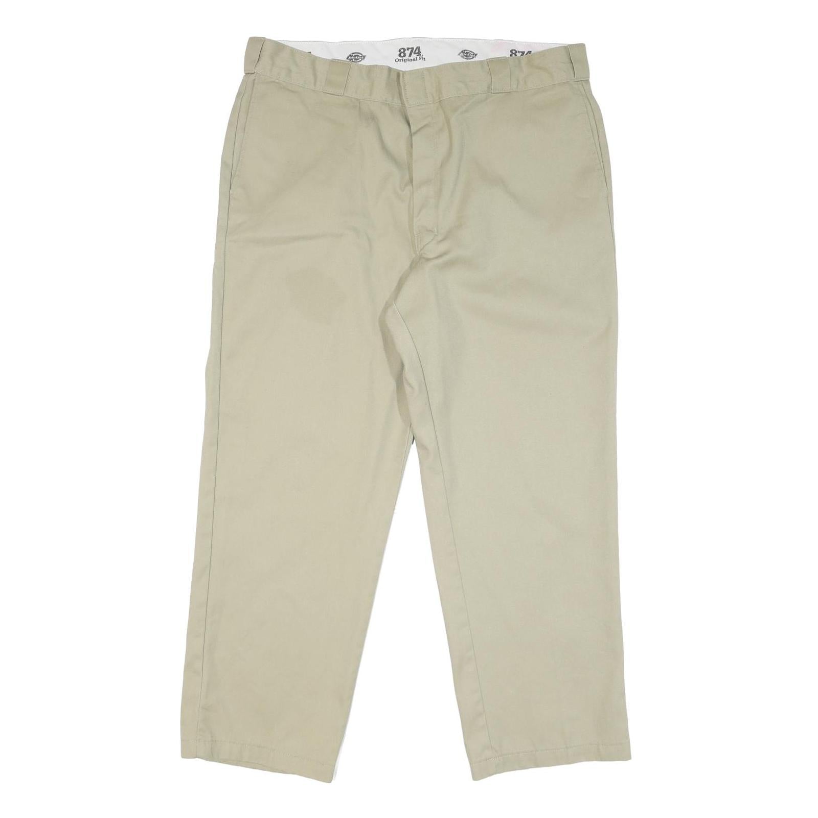 DICKIES Mens Cotton Blend Beige Classic Straight Trousers W40 L29 Workwear Zip