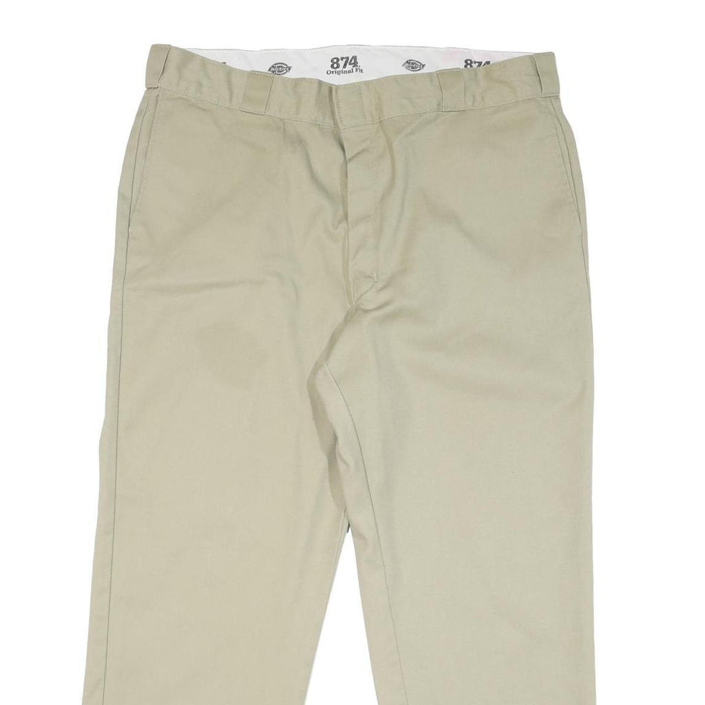 DICKIES Mens Cotton Blend Beige Classic Straight Trousers W40 L29 Workwear Zip