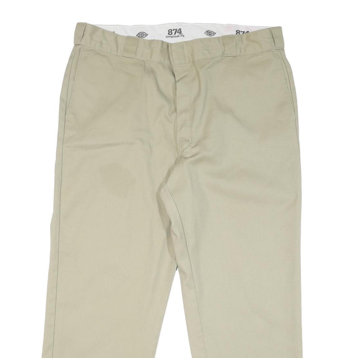 DICKIES Mens Cotton Blend Beige Classic Straight Trousers W40 L29 Workwear Zip