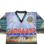 YVETTE HC Lugano 2000s Mens Grey Blue Graphic T-Shirt L Short Sleeve V-Neck