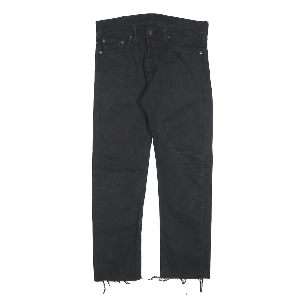 LEVI'S 513 Mens Black Regular Skinny Denim Raw W31 L27 Distressed Hem Jeans