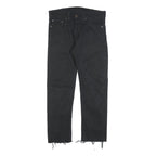 LEVI'S 513 Mens Black Regular Skinny Denim Raw W31 L27 Distressed Hem Jeans